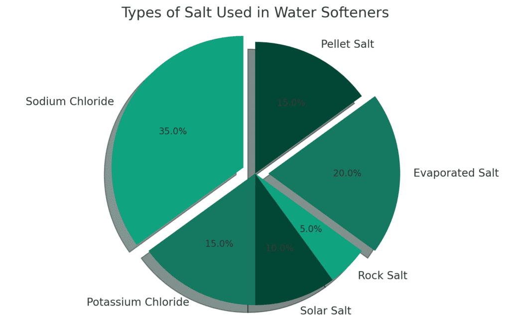 pie chart showing the different types of salt used in water softeners.
