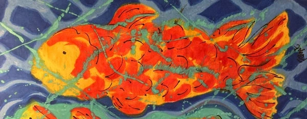 koi pond artwork batik
