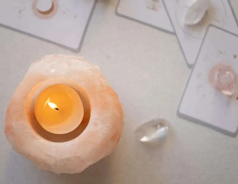 pink salt candle holders crystals