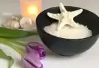 epsom salt bath salt in bowl flowers shells salt block candle holder