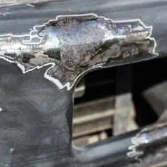 car bumper rusted from use of rock salt on roads