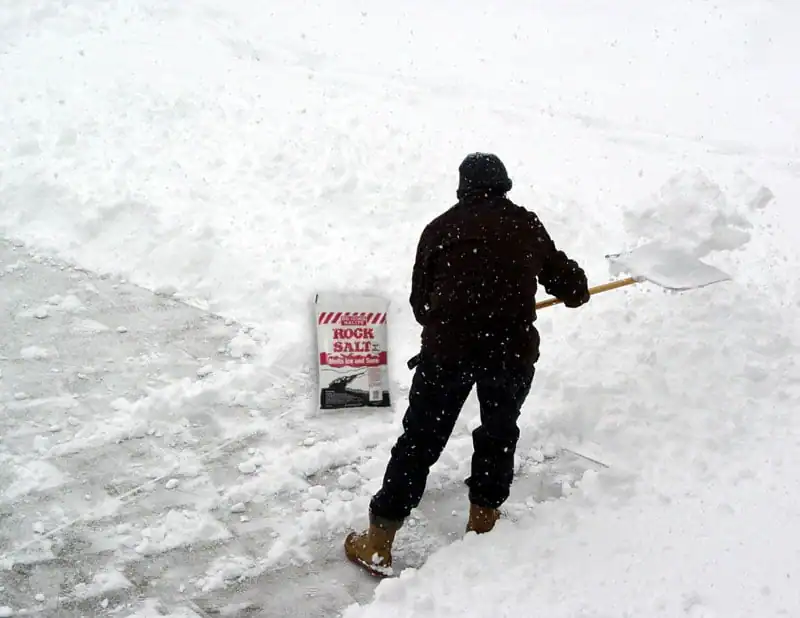 rock salt for melting ice on driveway after shoveling