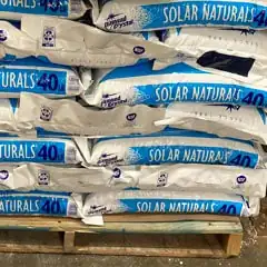 40 pound salt bags piled on a pallet