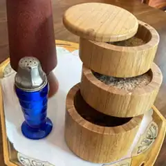 multi tier salt cellar bamboo