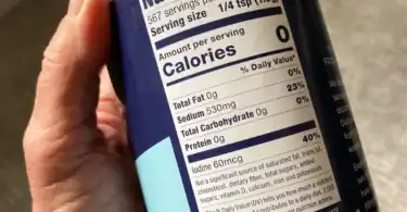 container of iodized salt nutrition facts label